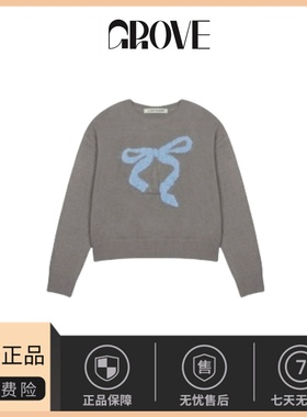 【现货】韩国李娜妍同款lartigent毛绒蝴蝶结针织衫毛衣长袖女