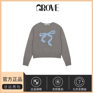 【现货】韩国李娜妍同款lartigent毛绒蝴蝶结针织衫毛衣长袖女