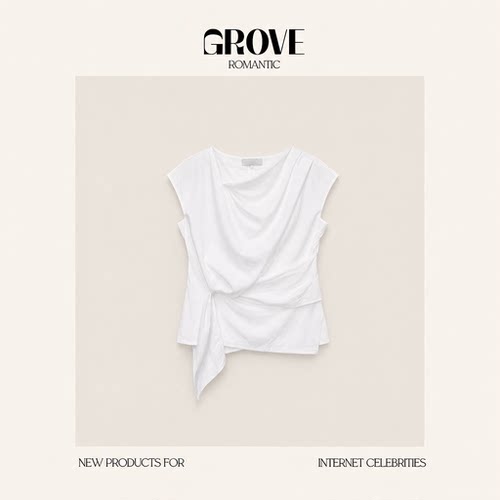 【现货】GROVE ROMANTIC韩国东大门郑恩彩同款荡领无袖飘带衬衫