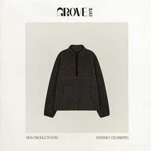 【现货】GROVE EDGE韩国设计师美娜羊毛圈圈半拉链卫衣学院套头衫