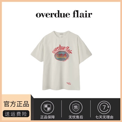 【现货】韩国小众overdueflair复古印花短袖时髦字母宽松百搭T恤