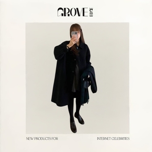 EDGE苏力羊驼毛单排扣大衣女气质高级长款 GROVE 毛呢外套 现货