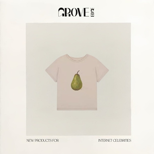 【现货】GROVE EDGE纯棉鸭梨印花短袖T恤女亲肤舒适休闲套头短衫
