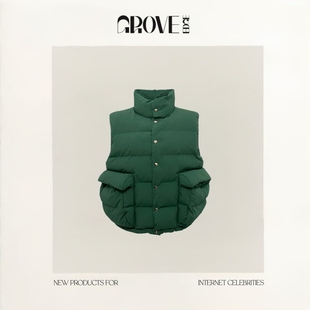 EDGE冬韩国东大门baby酱立领单排扣大口袋保暖马甲 GROVE 现货