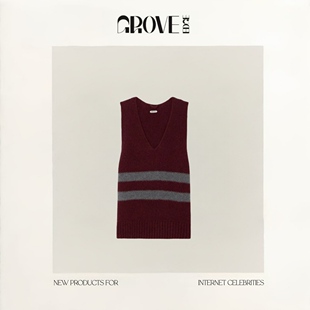 【现货】GROVE EDGE韩国小众Rosé朴彩英羊毛V领双杠针织背心马甲