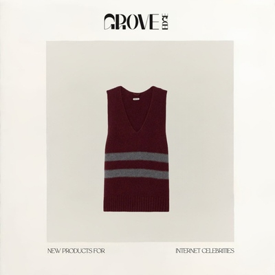 【现货】GROVE EDGE韩国小众Rosé朴彩英羊毛V领双杠针织背心马甲