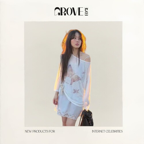 【现货】GROVE EDGE蝴蝶数码印花斜肩长袖露肩t恤女透气网纱罩衫