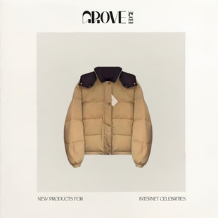 纯色短款 EDGE韩系连帽双面穿羽绒服冬季 GROVE 拉链面包服 现货