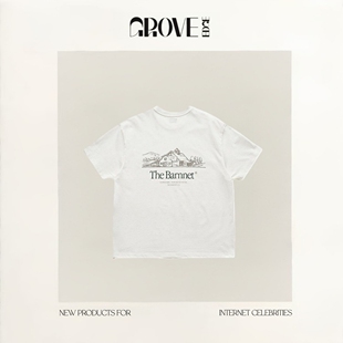 短袖 T恤上衣女 韩国东大门八奶印花情侣款 EDGE夏季 现货 GROVE