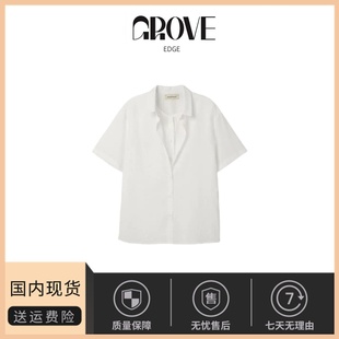 【现货】GROVE EDGE韩国设计师假两件衬衫韩系宽松显瘦短袖衬衣