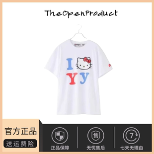 【现货】韩国小众open yy联名款凯蒂猫字母印花短袖宽松长款T恤