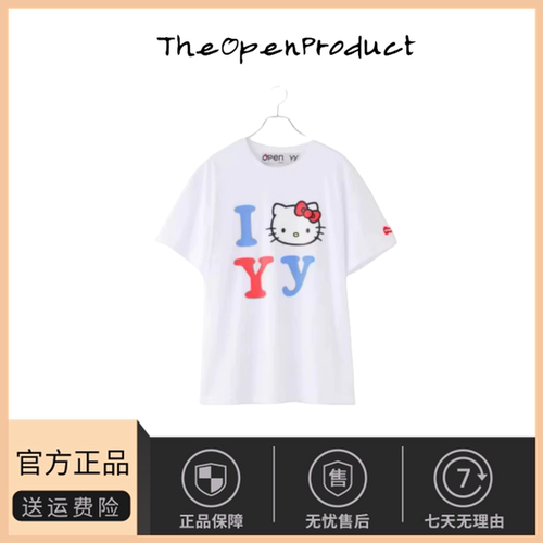 【现货】韩国小众open yy联名款凯蒂猫字母印花短袖宽松长款T恤