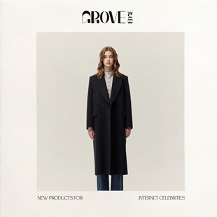【现货】GROVE EDGE冬季新款韩国设计师手缝羊毛长款毛呢大衣外套