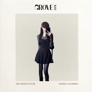 女假两件长袖 EDGE羊毛针织裙套装 GROVE 上衣百褶裙两件套 现货