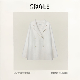 【现货】GROVE EDGE韩国小众春双面呢大衣慵懒感双排扣西服外套