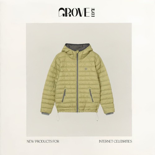 【现货】GROVE EDGE韩国设计师绗线90鸭绒连帽羽绒服韩系保暖外套
