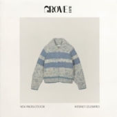 GROVE 现货 EDGE韩国东大门渐变彩色宽松百搭娃娃领毛衣外套女