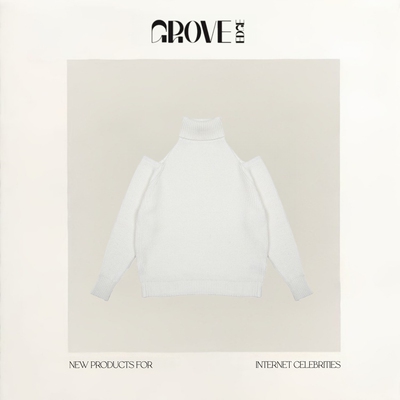 【现货】GROVE EDGE韩系女装ins博主一字肩露肩高领毛衣针织衫