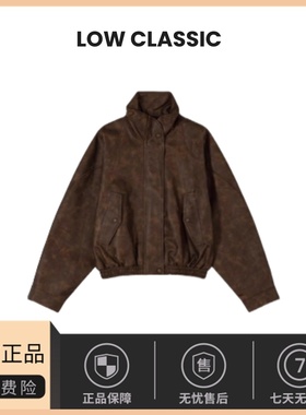 【现货】韩国lowclassic甜酷复古机车风立领短款廓形皮衣夹克外套