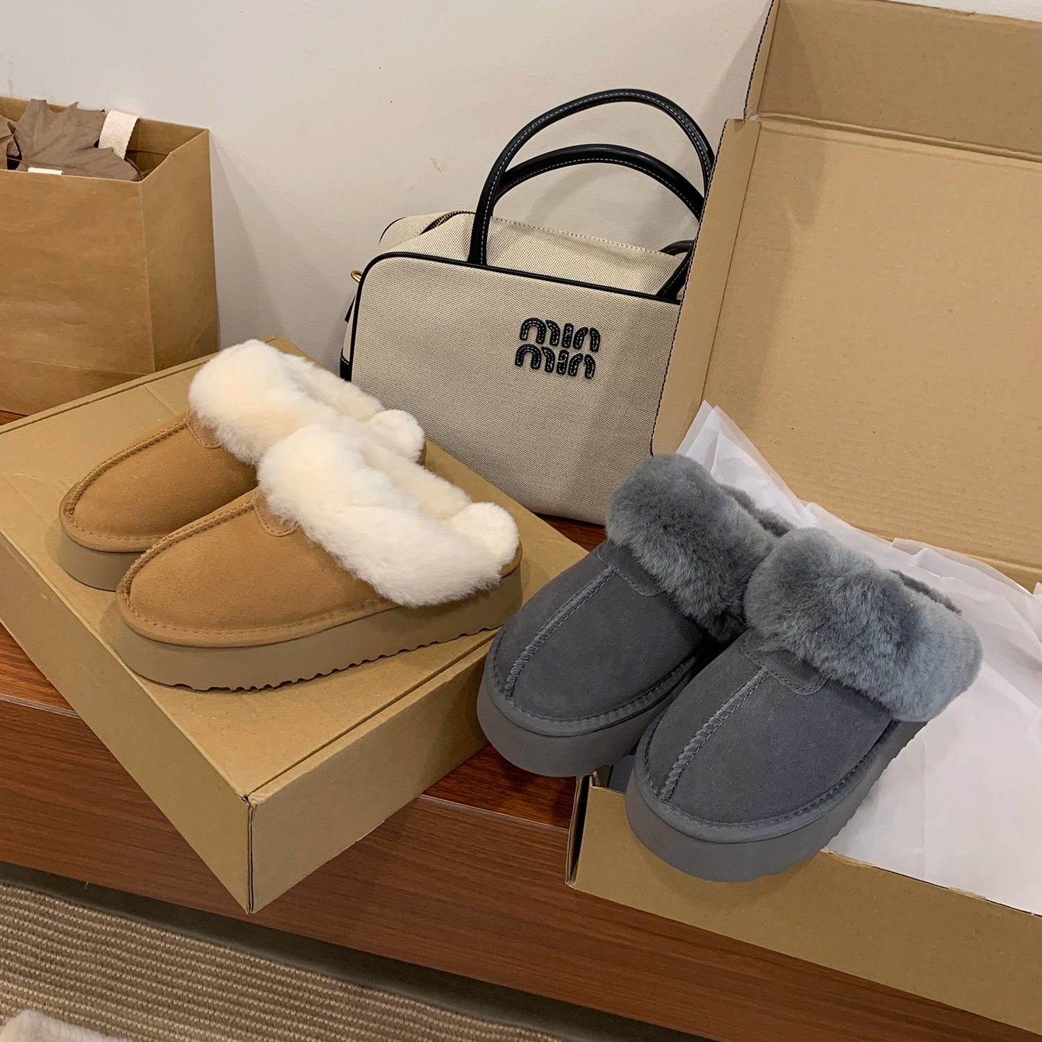 厚底雪地靴女2025冬季新款一脚蹬包头毛毛拖鞋外穿加绒加厚大棉鞋,女鞋,包头拖,淘宝优惠券,粉丝福利购,淘宝优惠卷