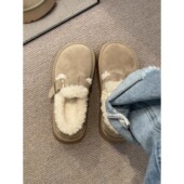 牛皮版 女 雪地靴小个子休闲棉鞋 厚底加绒勃肯鞋 百搭一脚蹬毛毛鞋