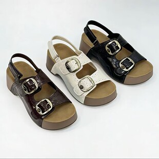 新款 厚底防滑凉鞋 软底露趾时尚 女透气女鞋 百搭运动鞋 6CM坡跟夏季