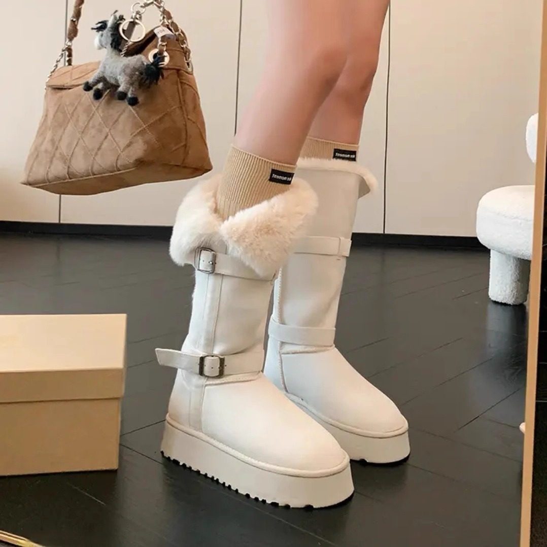 法式小香风真皮长筒雪地靴2025冬季小个子羊皮毛一体加绒高筒棉靴,女鞋,时尚雪地靴,淘宝优惠券,粉丝福利购,淘宝优惠卷