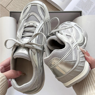 内增高女鞋 6cm椰奶白赛车鞋 休闲韩系感时尚 德训鞋 女2026春夏新款