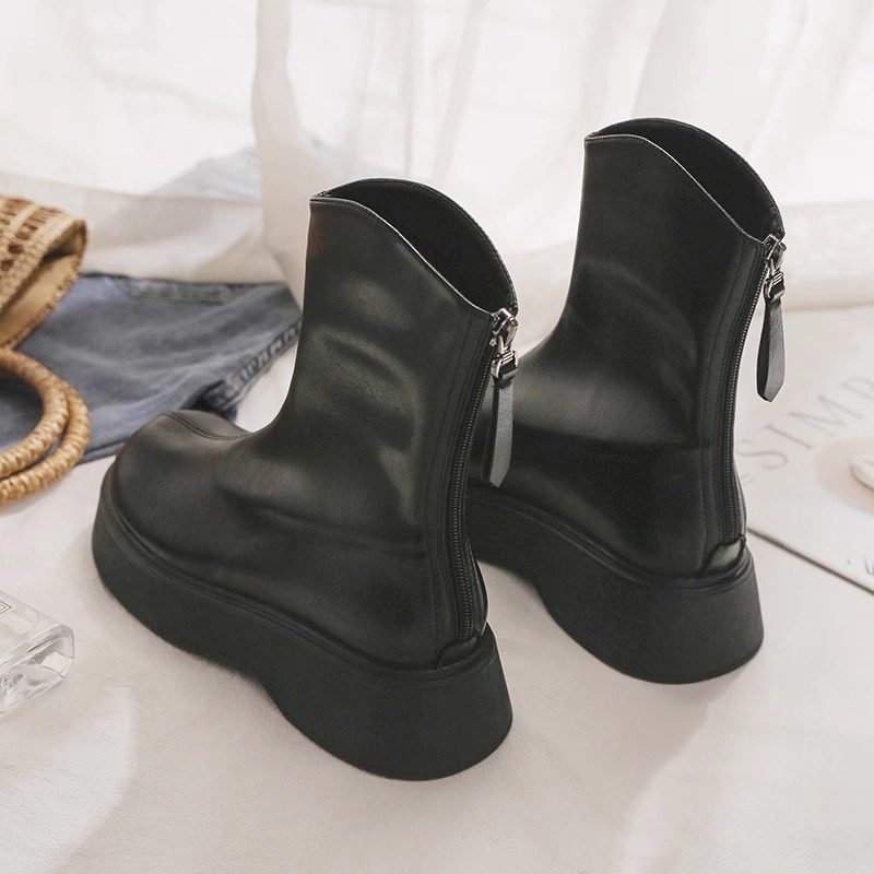 黑色马丁靴短靴女英伦风2025年秋冬季新款百搭网红爆款厚底烟筒靴,女鞋,时装靴,淘宝优惠券,粉丝福利购,淘宝优惠卷