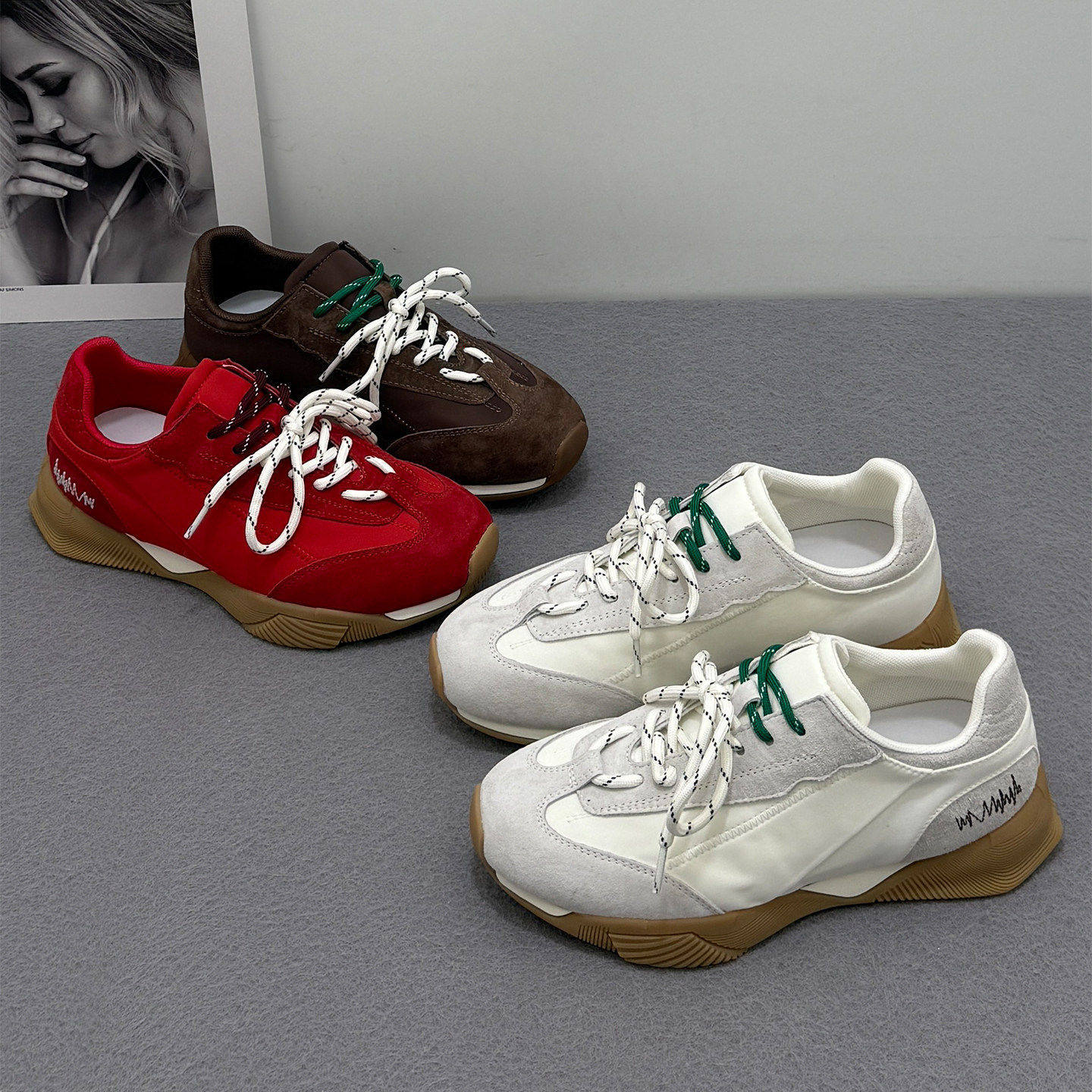 白色双鞋带德训鞋女2026春季新款平底阿甘鞋圆头百搭休闲运动板鞋,女鞋,时尚休闲鞋,淘宝优惠券,粉丝福利购,淘宝优惠卷