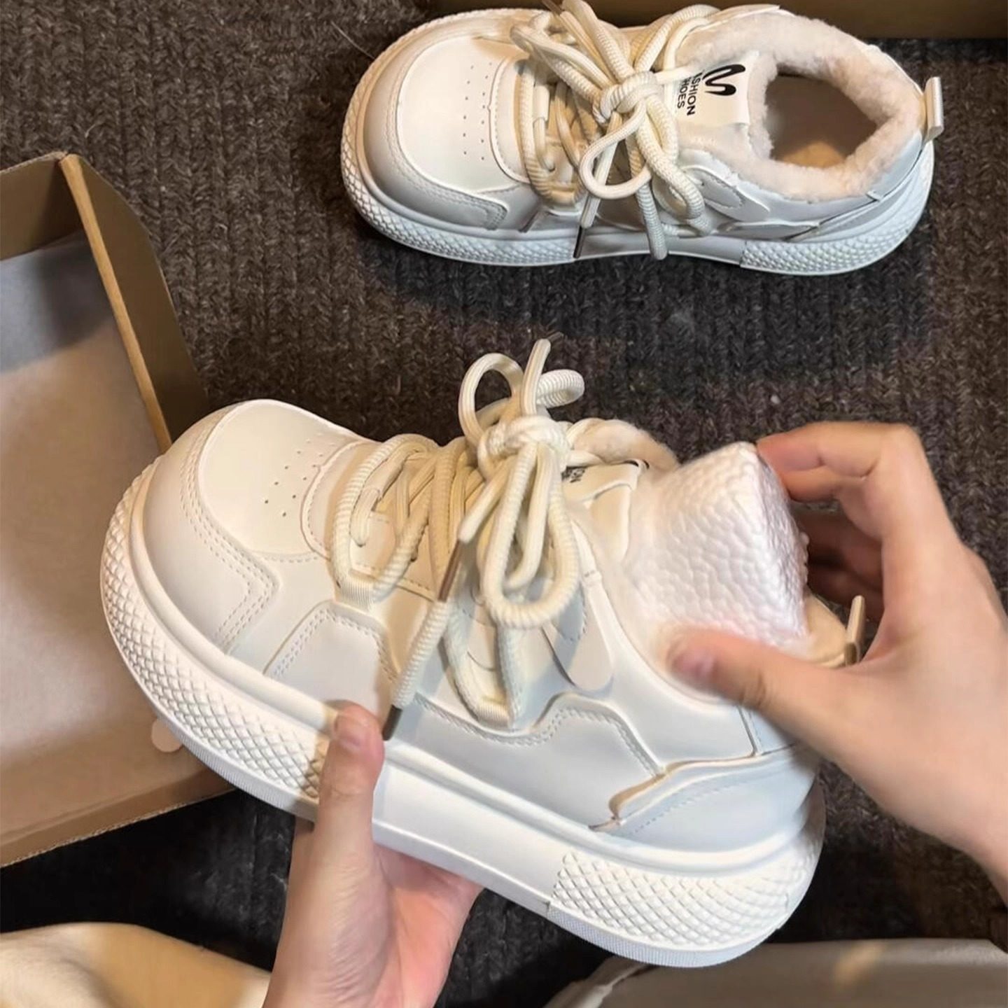 6CM厚底运动休闲鞋女2025冬季新款加绒保暖棉鞋大头面包鞋老爹鞋,女鞋,休闲板鞋,淘宝优惠券,粉丝福利购,淘宝优惠卷