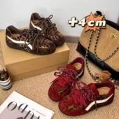 自留版 赛车鞋 内增高4cm豹纹百搭复古德训鞋 女2025年秋冬新款