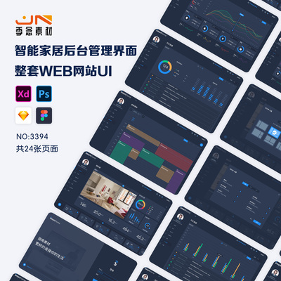 web网页智能家居遥控B端后台管理系统UI界面数据图表素材模板