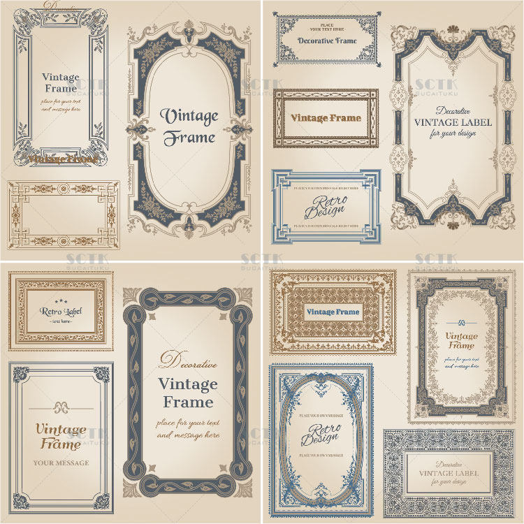 【边框素材】023扑克牌背面装饰花纹边框 精细圆滑纸牌图案画框图