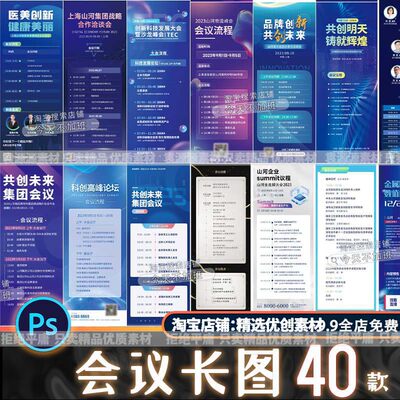 企业商务活动会议峰会日程流程长图海报易拉宝报PSD设计素材模板