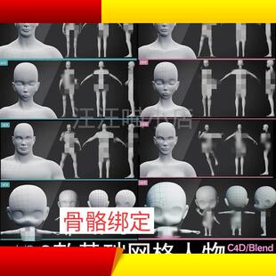 FBX OBJ C4D 1Blender网格人物3D模型角色骨骼绑定模型Blender