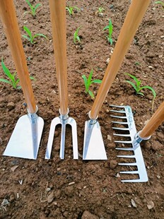 农用小锄头除草耙子松土加宽不锈钢家用园艺耐用加长种菜种花工具