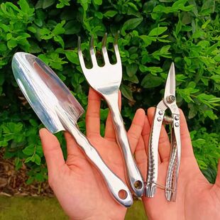 园艺种花工具挖土家用小号铲子不锈钢花盆不生锈加厚松土耙子套装