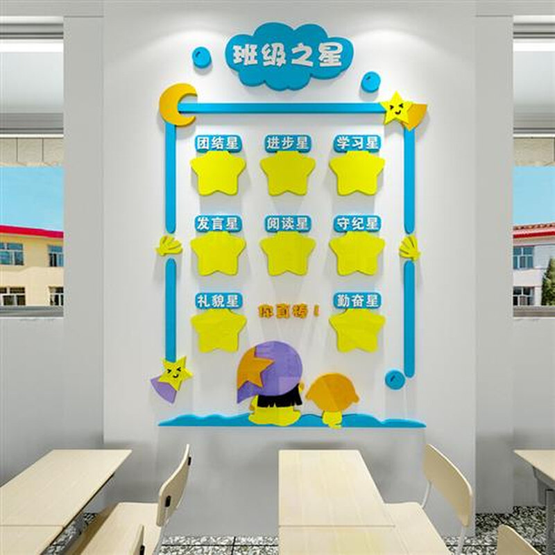 班级贴立体之星评比每月装饰班级教室布置文化小学栏之星幼儿园墙