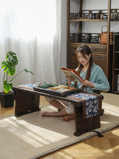 Китайский столик 可折叠桐木古琴桌凳禅意共鸣矮琴桌便携式古筝桌中式国学桌膝琴桌