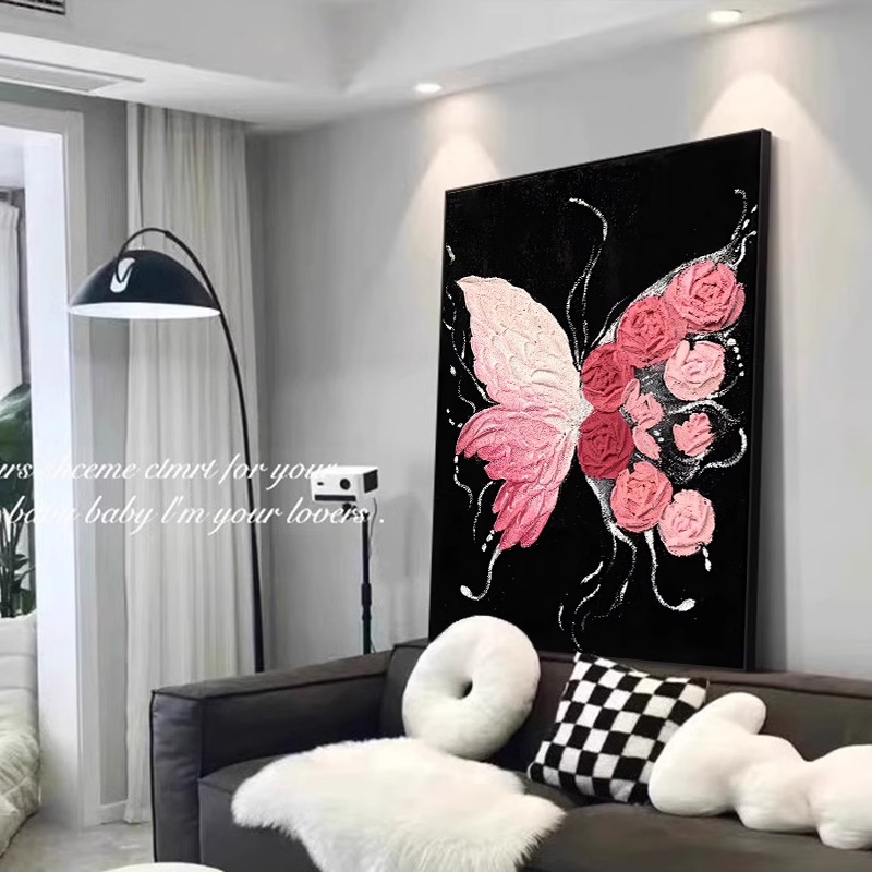 高级感黑白蝴蝶装饰画现代简约风客厅沙发背景墙挂画艺术摆件壁画图片