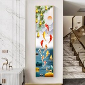 窄长条玄关装 客厅细柱子壁画 画竖版 饰画 画现代轻奢楼梯墙面挂画