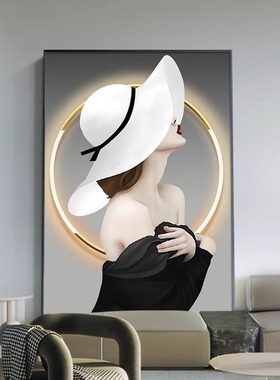 奶油风客厅落地画创意人物沙发背景墙装饰画艺术挂画玄关大幅壁画