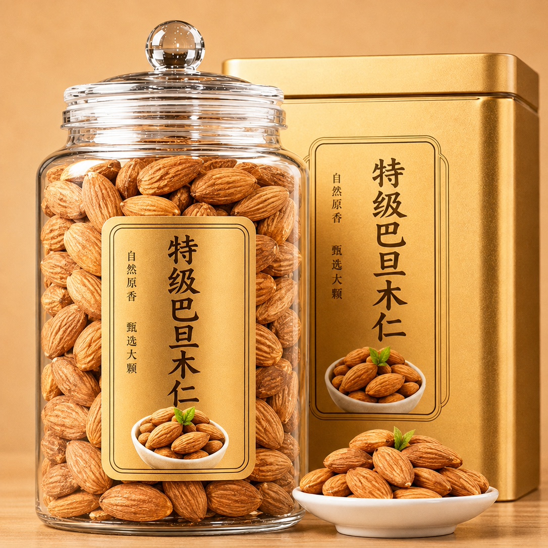巴旦木仁坚果新鲜原味无添加官方旗舰店鲜新疆烘焙专用杏仁生特产