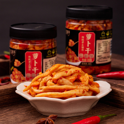 2罐香辣萝卜干萝卜丁下饭菜咸菜开味即食湖南嘎嘣脆萝卜丁酱腌菜