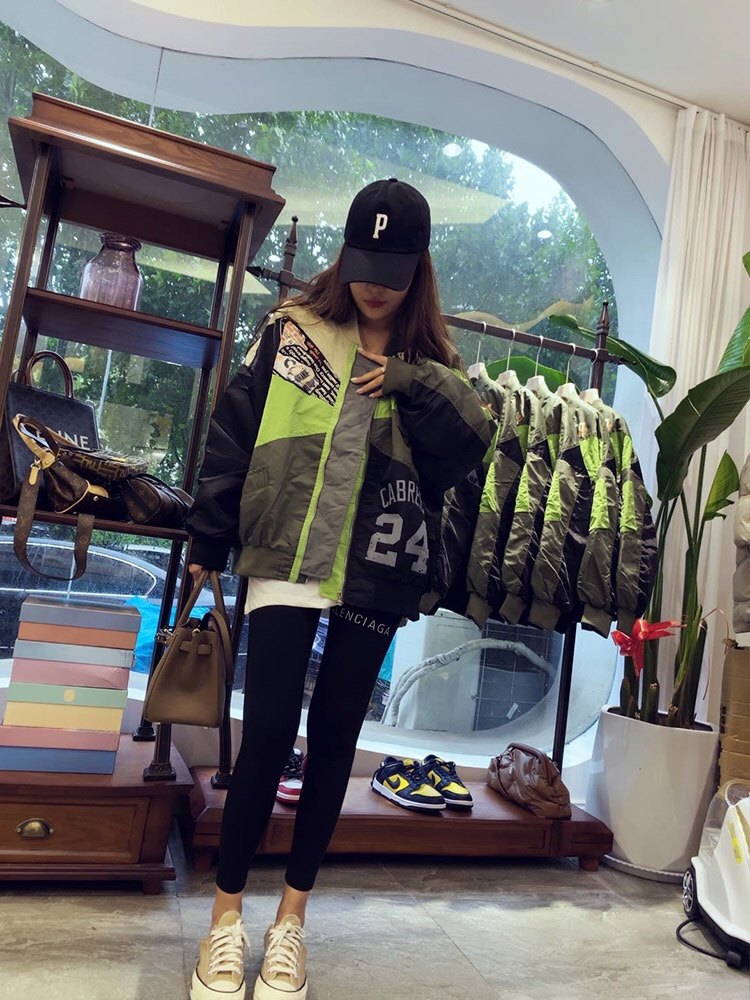 春秋拼接撞色洋气时尚外套女长袖开衫上衣原宿风bf潮流百搭棒球服
