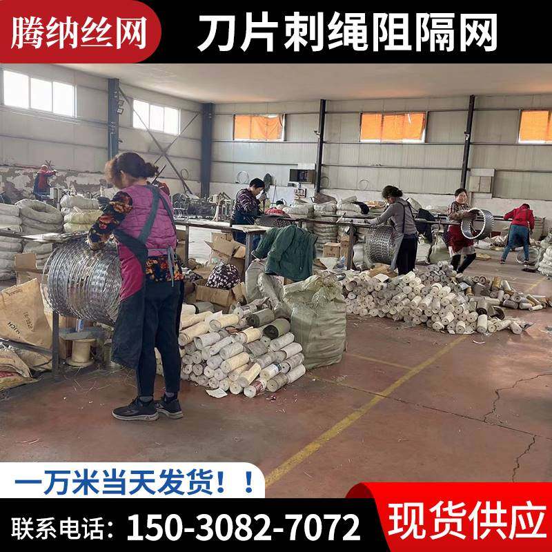 刀片刺绳304不锈钢阻隔网 围墙防护带刺防盗镀锌刺滚笼铁丝网厂家
