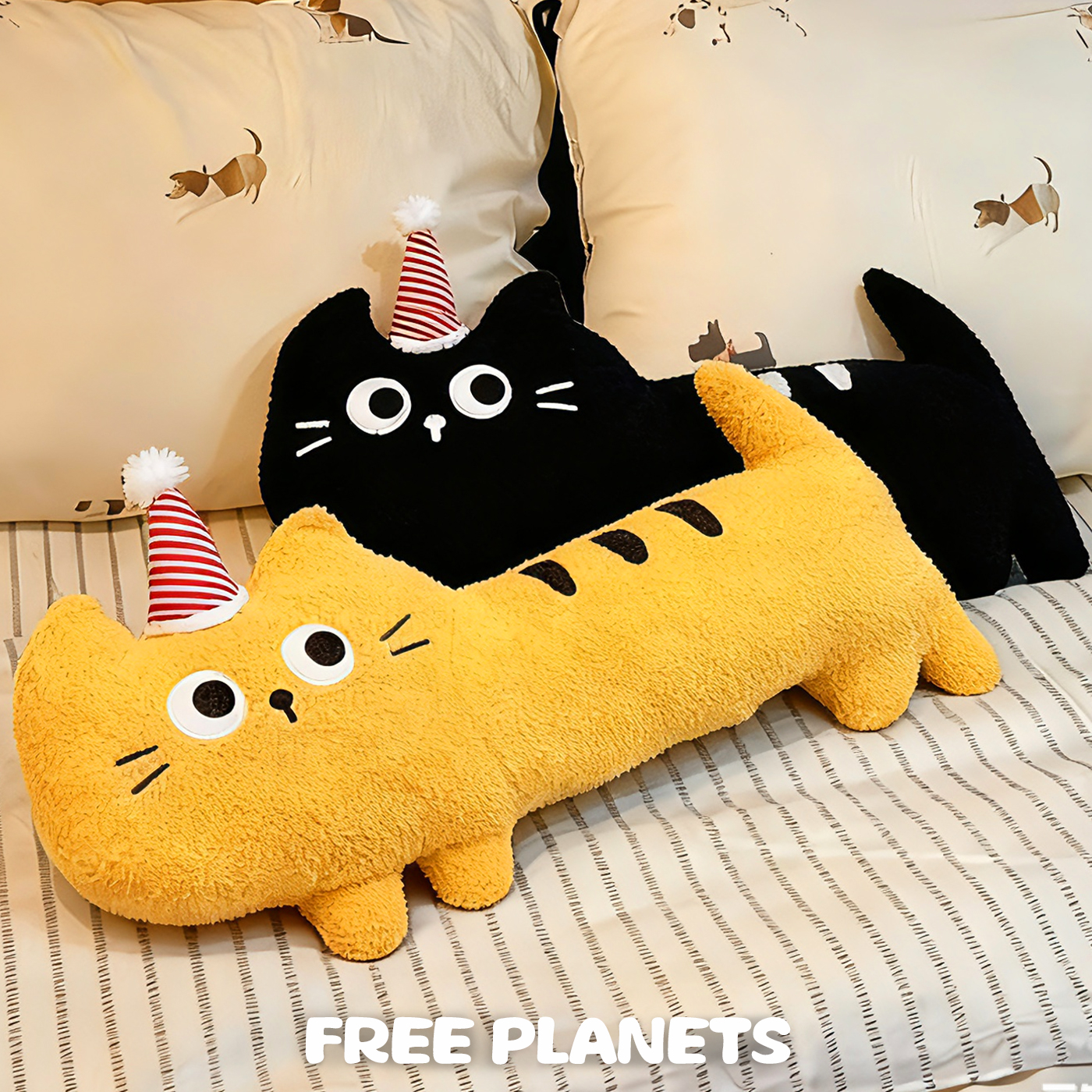 猫咪抱枕长条毛绒公仔玩偶睡觉抱夹腿黑猫床上沙发女生床头靠背枕