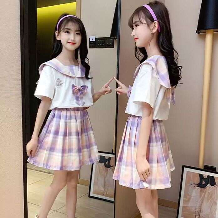 女童jk制服裙子夏季小学生连衣裙儿童装学院风套装女孩百褶裙夏装