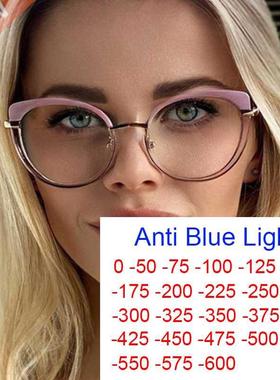 Luxury Brand Blue Light Blocking Myopia Glasses Women Unique